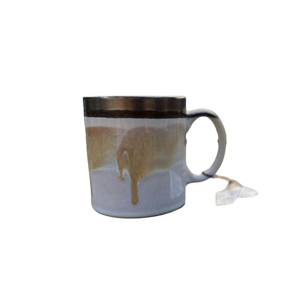 NWT Potter’s Corner Coffee Tea Mug Cup 10oz Fire Glazed. Gold and Off White - Picture 3 of 4